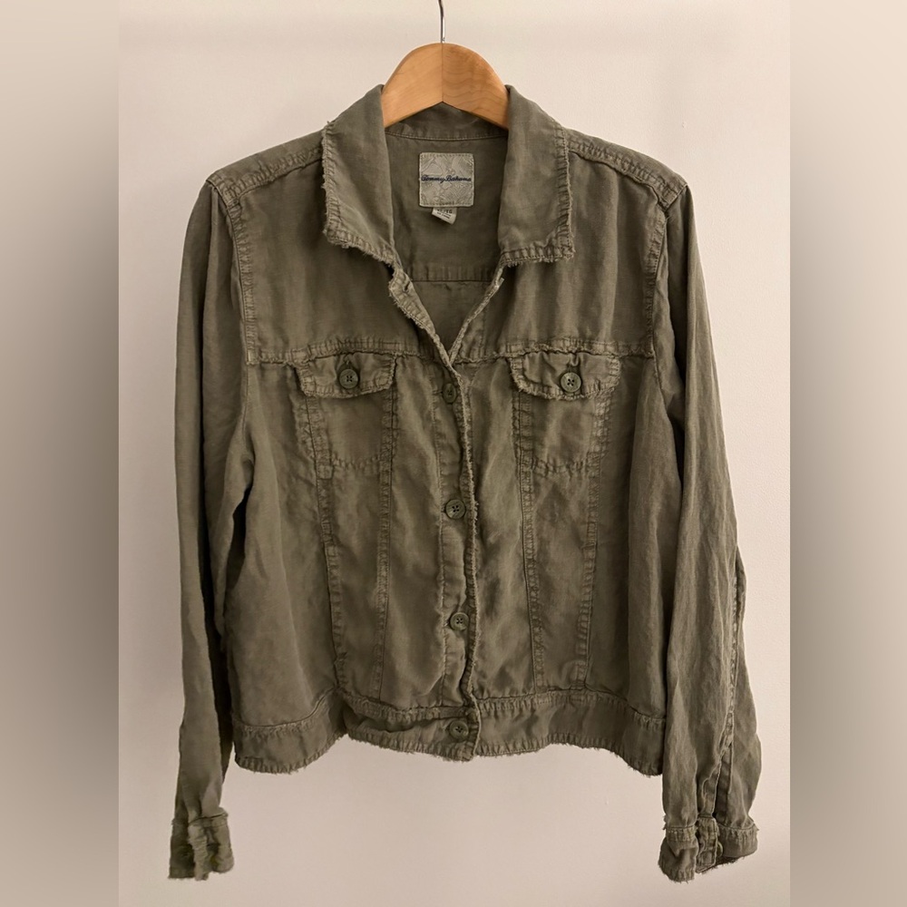 TOMMY BAHAMA Two Palms Raw-Edge Linen Jacket, XL